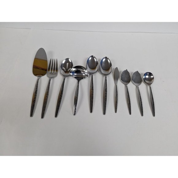 Vintage COVENTRY Stainless 10 Pieces Serving Flatware Set BOUQUET Japan - Picture 1 of 6